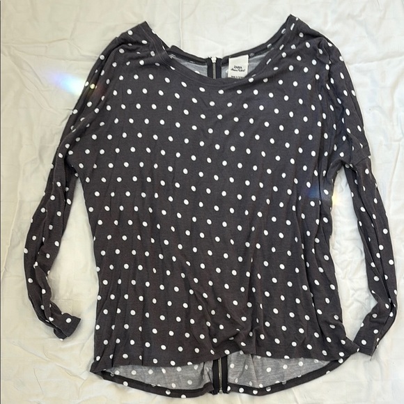 Zara Basic Polka Dot Long Sleeve T Shirt - Picture 1 of 3